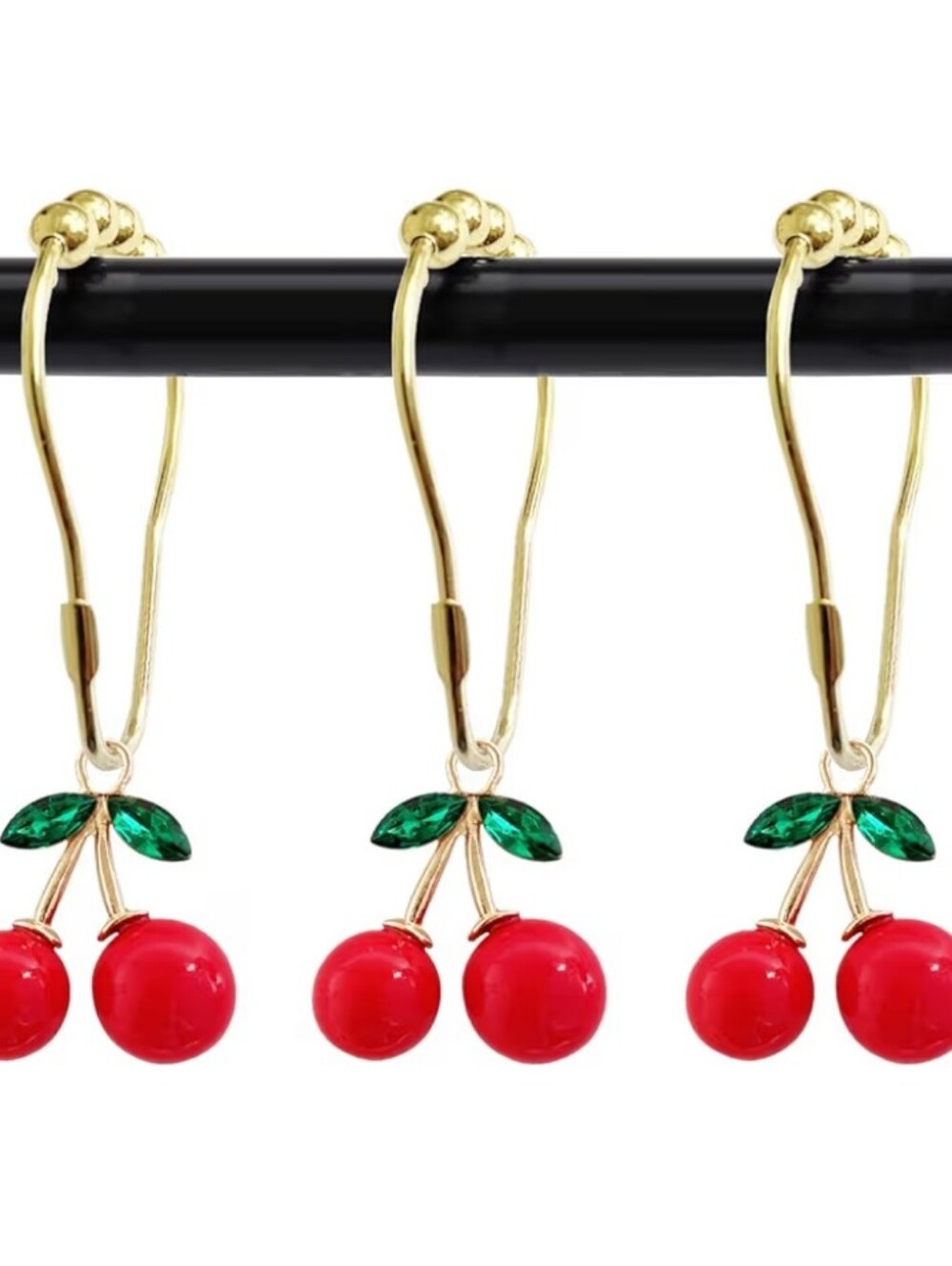 Vanderbilt Home Whimsical Cherries 12-PC Fashion Shower Hooks